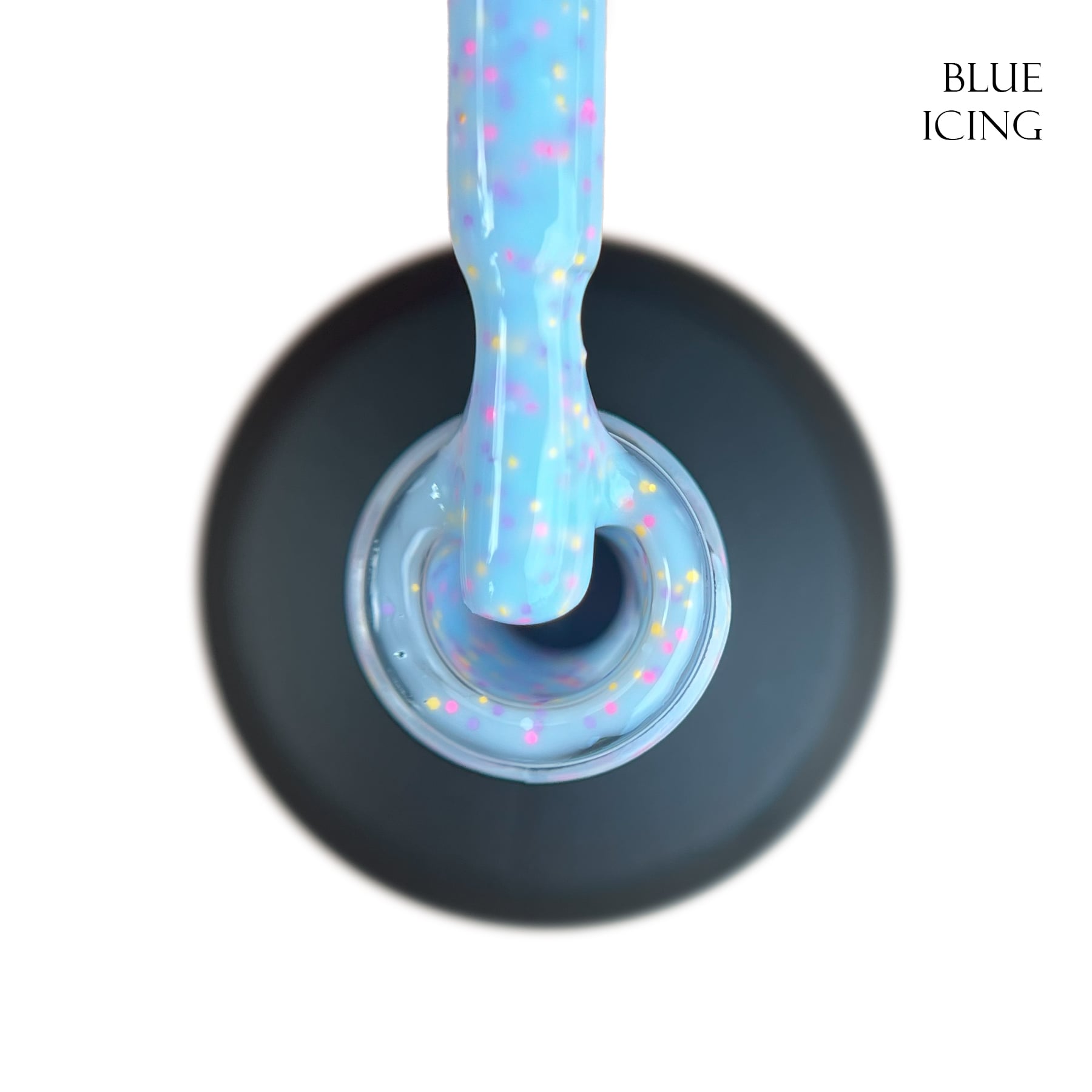 База для гель-лаку GLOSS Yogurt Base Blue Icing, 15 мл (пастельний блакитний з кольоровим конфетті)